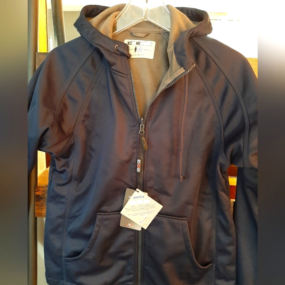 Cx2 hooded sports jacket wind water resistant size medium in blue and grey